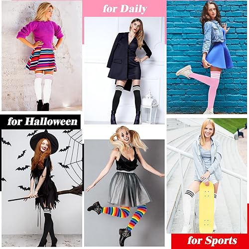 Miniatura 3 de Calcetines altos hasta el muslo para mujer, calcetines por encima de la rodilla, calcetines a rayas, calcetines altos hasta la rodilla, calcetines