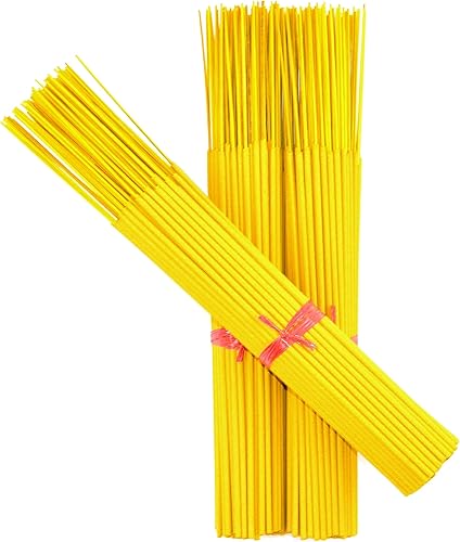 Miniatura 6 de 100 varillas de incienso sin perfume (amarillo) de 11 pulgadas, 100% natural de Joss y bambú de 11 pulgadas, para hacer incienso de aromaterapia.