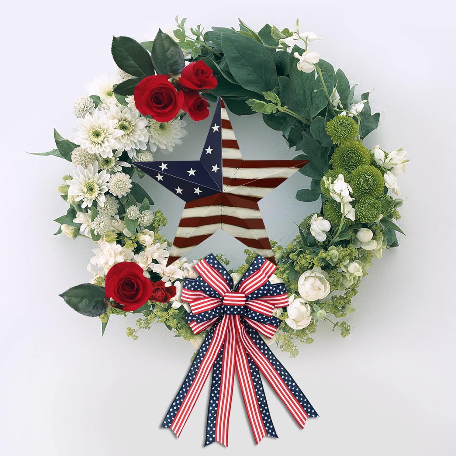 4th of July Patriotic Barn Star Metal Wall Art Decor Indoor Outdoor US Flag Stars Hanging Ornaments for Memorial Day Independence Day