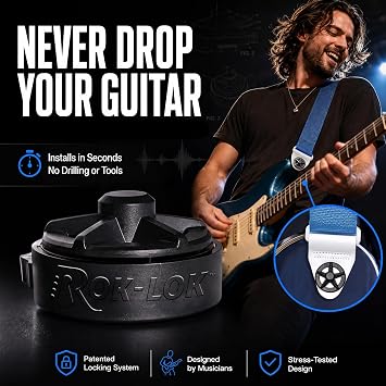 Rok Lok Pro - Universal Quick Change Guitar Strap Lock - Set of strap locks with ANTI-SCRATCH coating - Protect your instrument with no modifications or hardware replacement