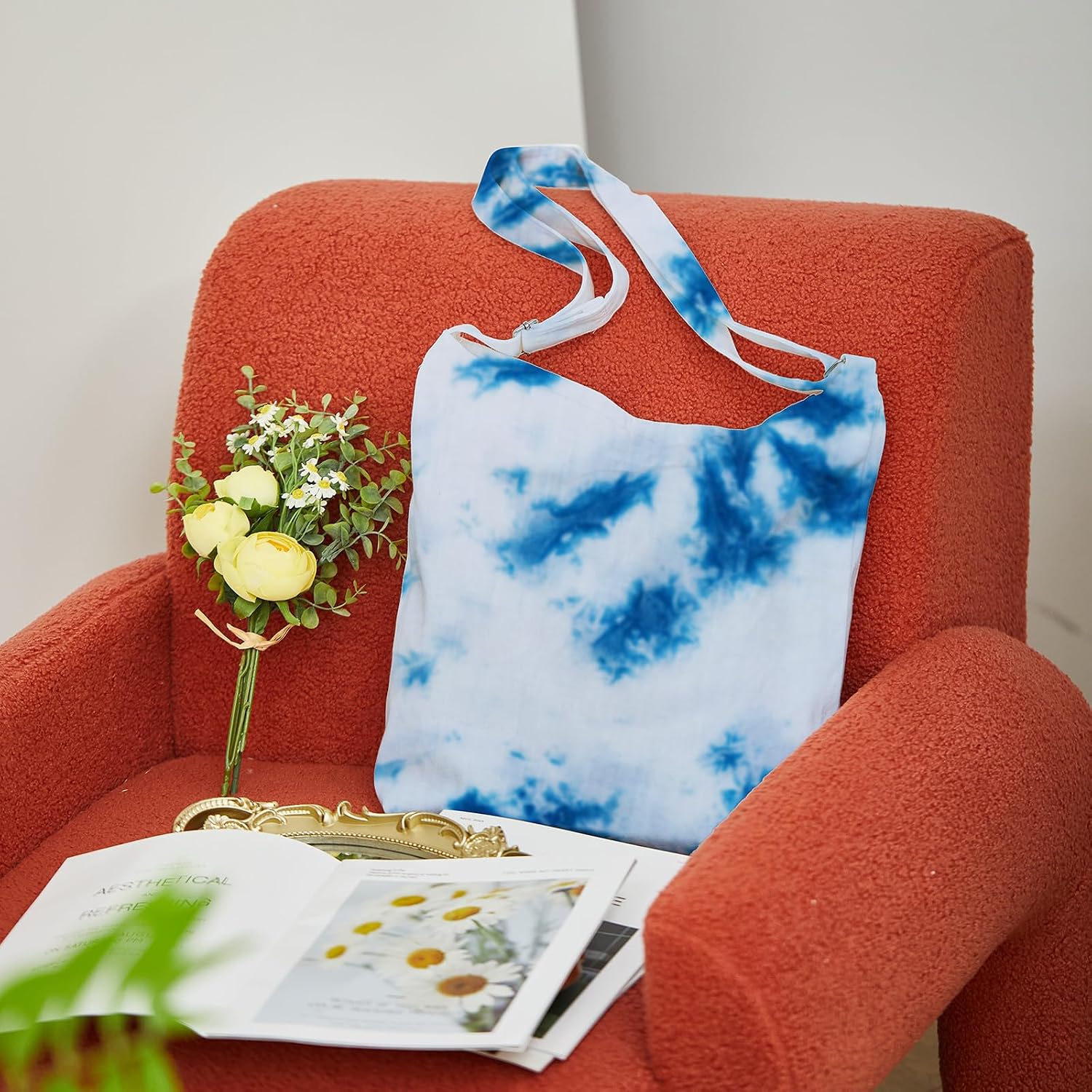 Huhumy 16 Pcs White Cotton Crossbody Bags for Tie Dye Bulk White Items Things to Tie Dye Party Supplies Adults DIY Projects
