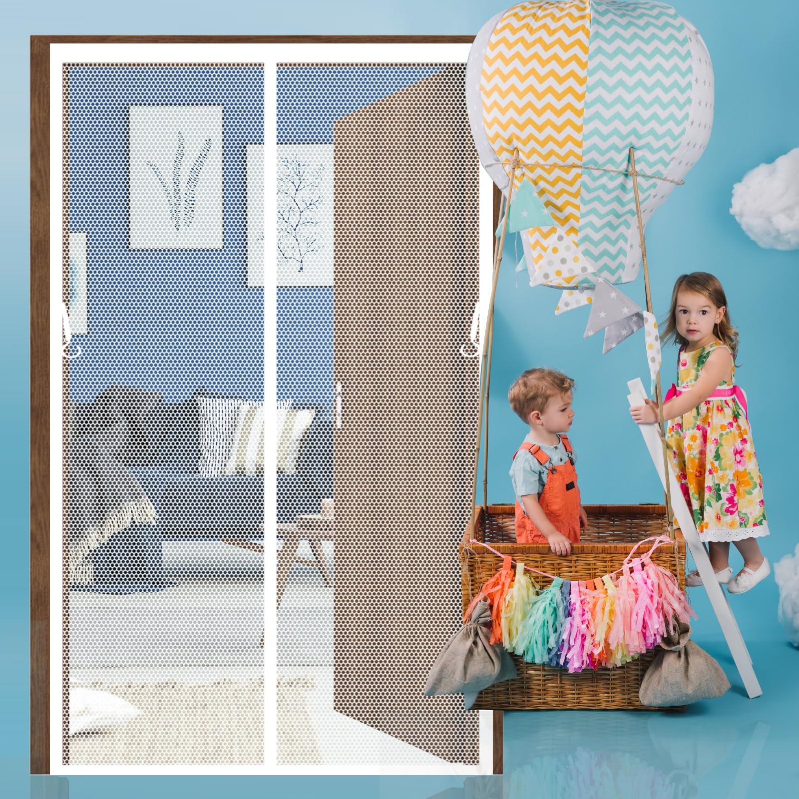 Magnetic Fly Screens 133 x 203 cm Easy to Install Without Drilling, Keep Bugs Out Lets Fresh Air in Magnetic Fly Insect Screen Door for Sliding Door Patio, White