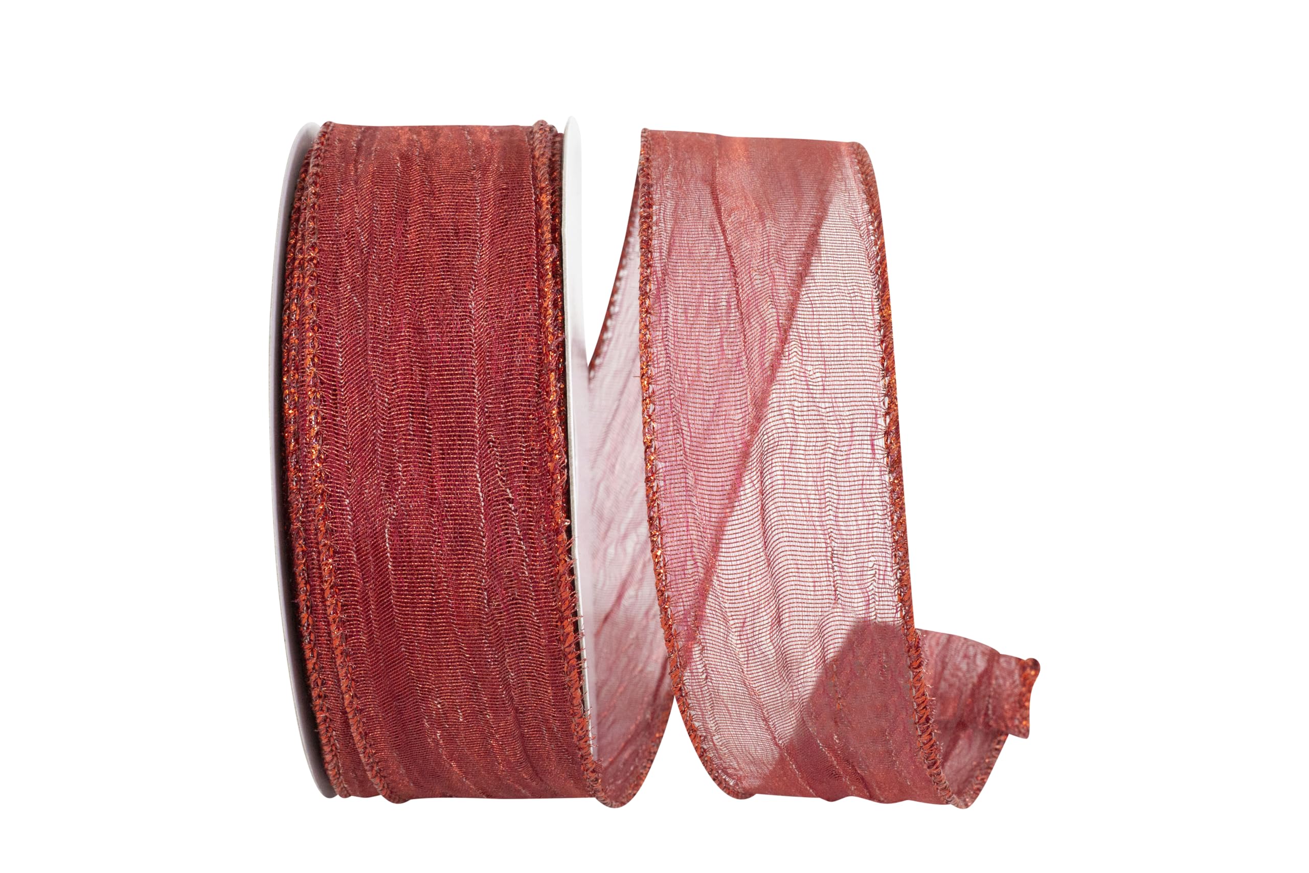 Ruban à bords métalliques rouge Reliant Ribbon Crushed Mesh de luxe