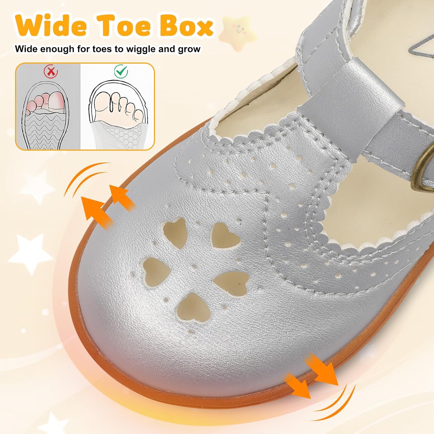 LeIsfIt Toddler Wide Shoes Lightweight Barefoot Walking Shoes Pink and Golden Size 7