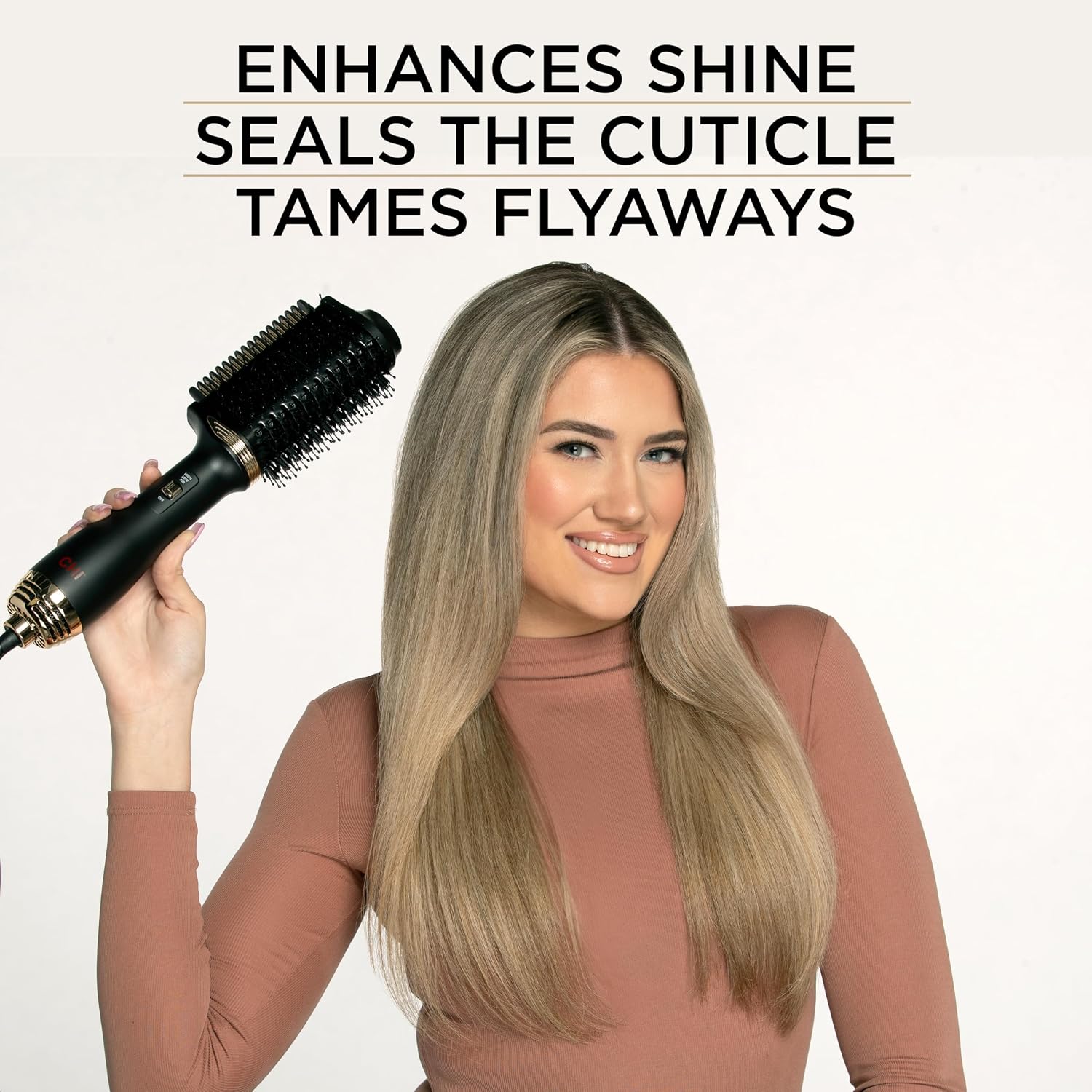 CHI Volume Styler, Blowout Brush for Amplified Volume, Heated Comb, Black