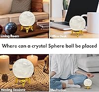 Vista 5 de Amazing Gemstone Bola de cristal de cuarzo transparente con soporte, bolas de meditación de esfera de cristal de 1.5 pulgadas para brujería y bolas