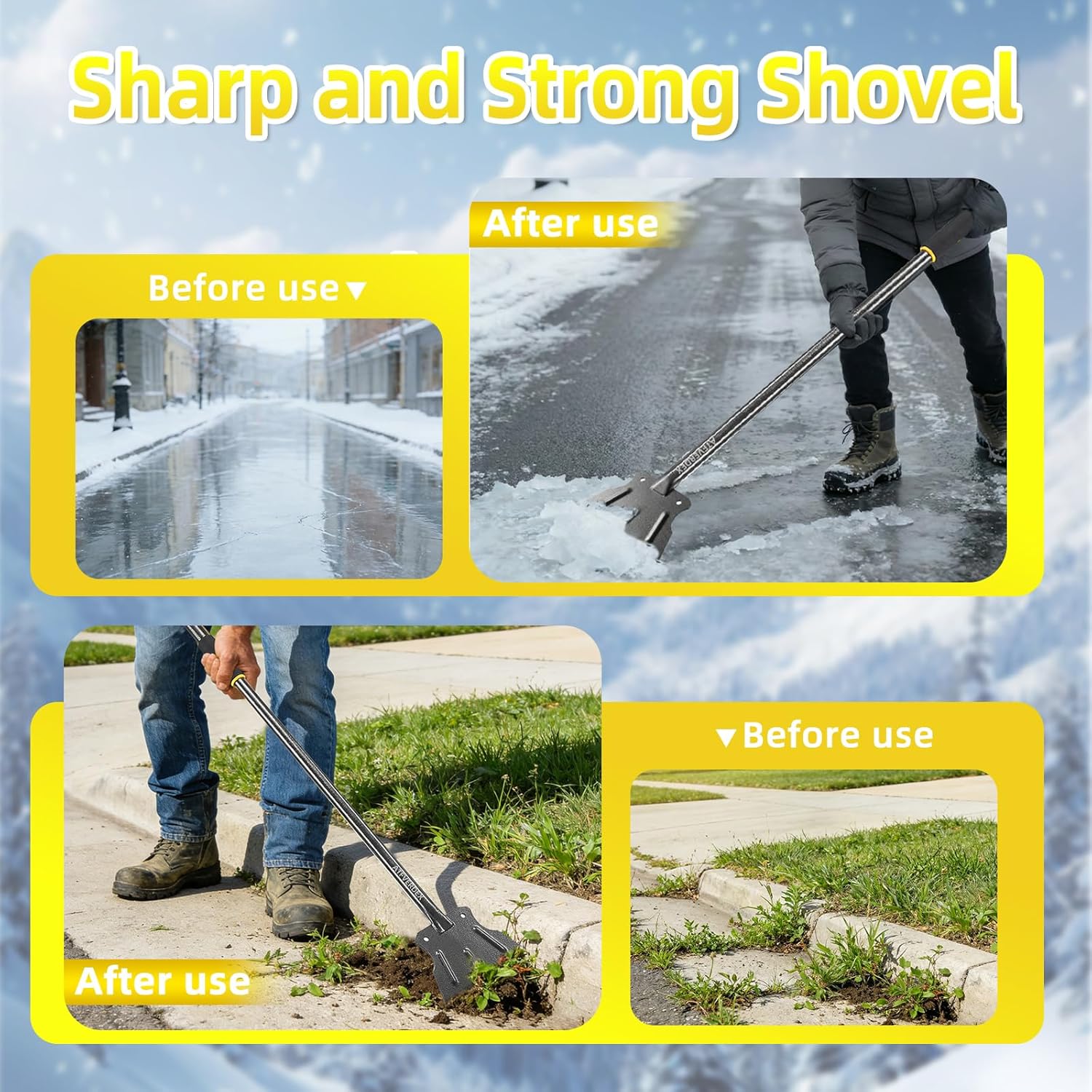 Garden Flat Shovel Scraper,59" Steel Handle Multifunctional Cleaning Shovel,Ice Chopper for Driveway,Weeding,Edging,Trenching,and Mud Scraping,As Well as Summer Lawn Maintenance