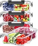 Conteneurs de préparation de repas en verre 3 Compartiments avec des lids pour la garde-manger et la cuisine. BPA Boîtes à déjeuner en verre gratuit Bento pour micro-ondes, congélateur et lave-vaisselle
