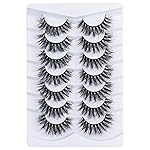 Mebver False Lashes Fake Eyelashes Cat Eye Lashes Faux Mink Lashes Natural Look 8D Fluffy Wispy Lashes That Look Like Extensions Pestaas Postizas D Curl Lash Strips 7 Pairs Pack
