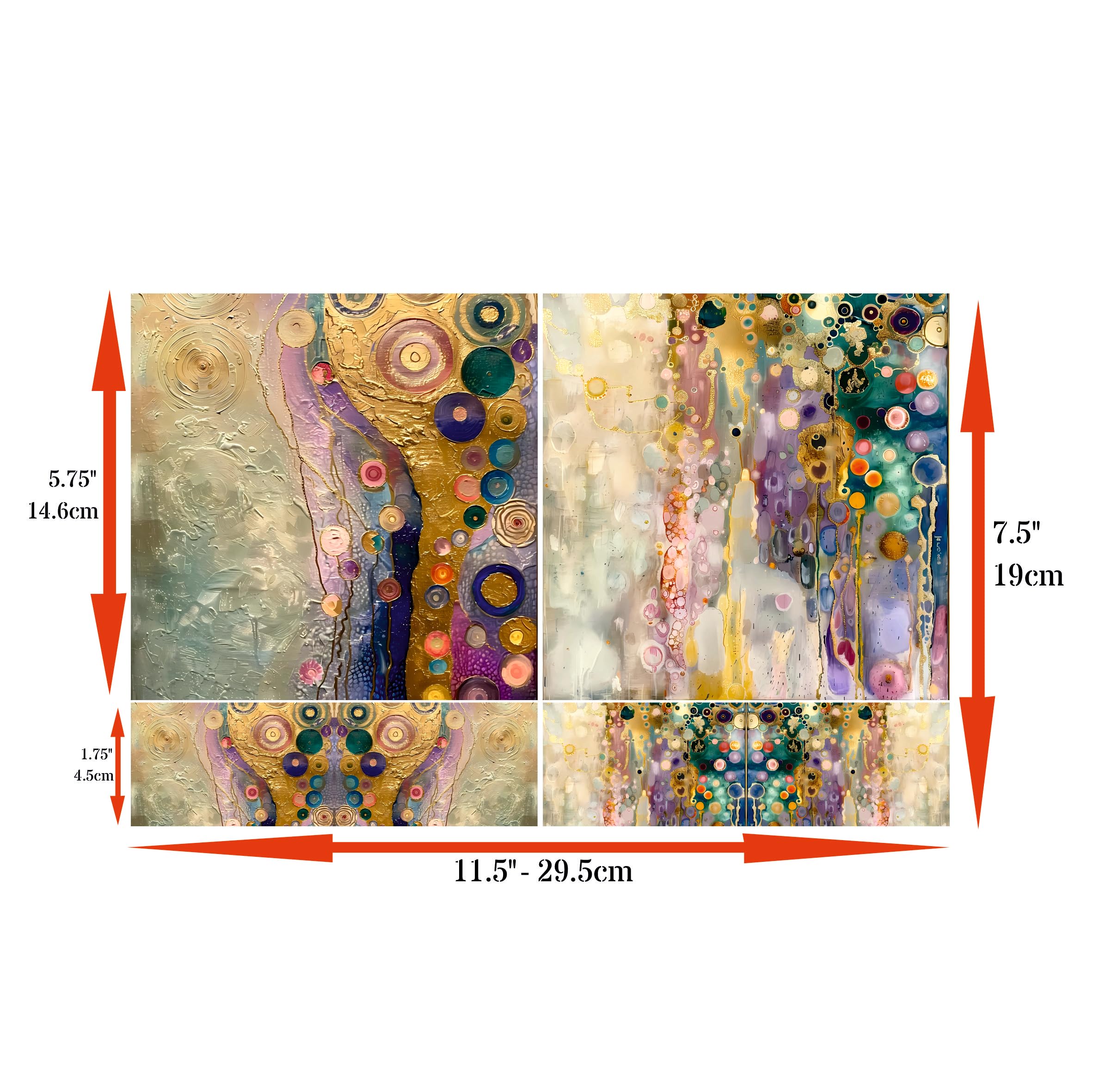 Pastel Klimt Decoupage-Reispapier, 20,3 x 29,2 cm (A4), 4 Blatt, 16 Stück, 8 einzigartige Designs, vielseitige Weihnachtsdesigns für Kunstprojekte und Bastelarbeiten von CRAFT KREATIVELY