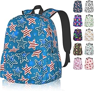 American Flag 4th Of July Star Backpack For Women Men, 16.9 Inch American Flag 4th Of July Star Laptop Backpack College Bag Cute Travel Backpack