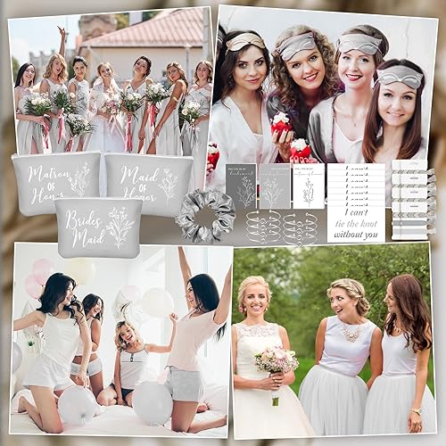 Vista 18 de Cunno 48 piezas de 8 juegos de regalos de propuesta de dama de honor, regalos a granel de boda Will You Be My Maid of Honor Matron of Honor, bolsas