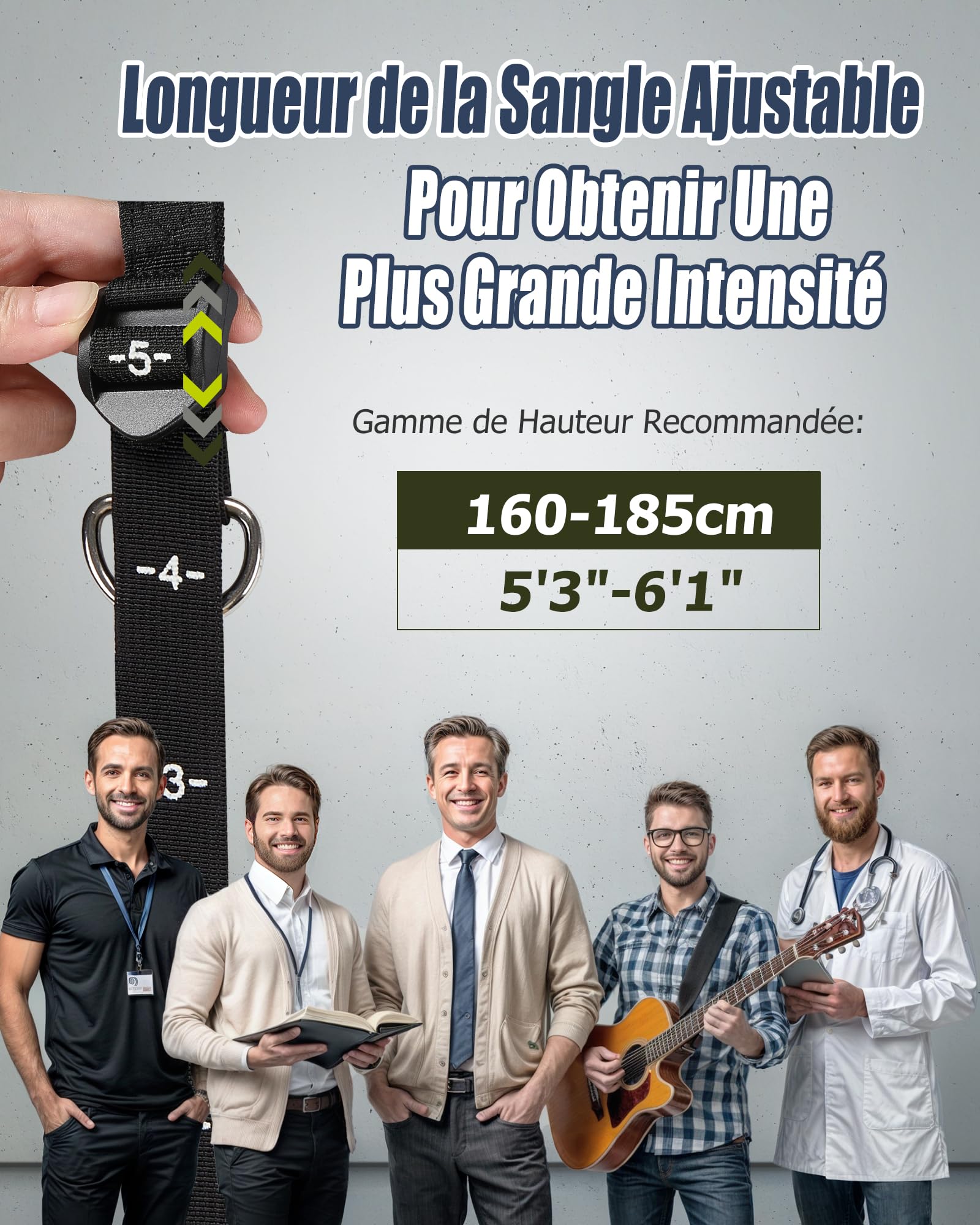 ALongSong Elastiques de Musculation Barre de Pilates avec 6 Bandes de Résistance Élastique 240LBS/360LBS Ancrage de Porte Réglable Amovible pour Fitness Yoga Étirement Squat