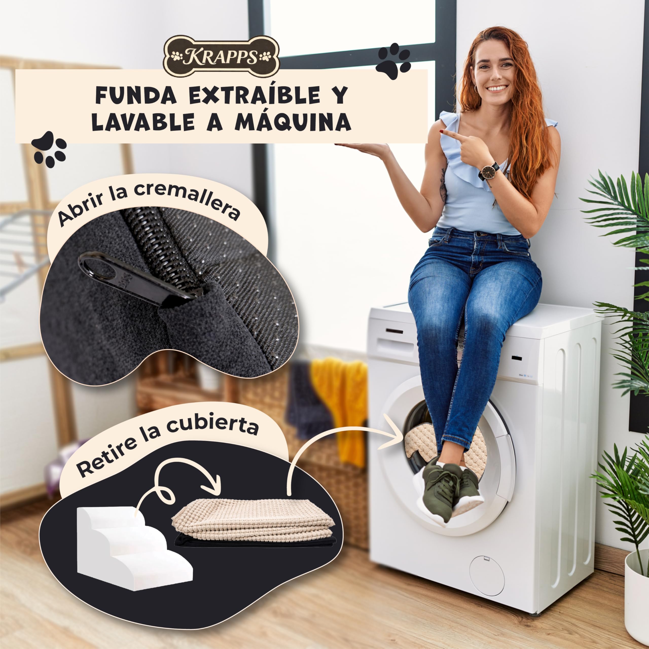 Escalera para Perros Pequeños o Mayores con 2 Fundas Impermeables y 1 Cepillo para Pelos - Rampa para Perros, Escalera Perro, Rampa Perro, Dog Ramp, Escaleras para Camas, Escada para Caes