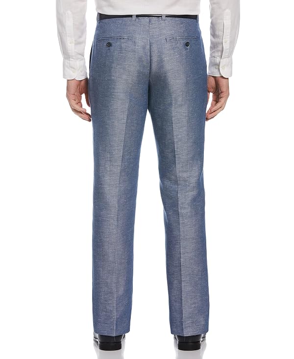 Perry Ellis Portfolio Essentials Men's Linen Blend Dress Pants, Durable Solid Twill, Modern Fit, Breathable & Lightweight, Blueprint, 40W x 30L by Perry Ellis - Image 2