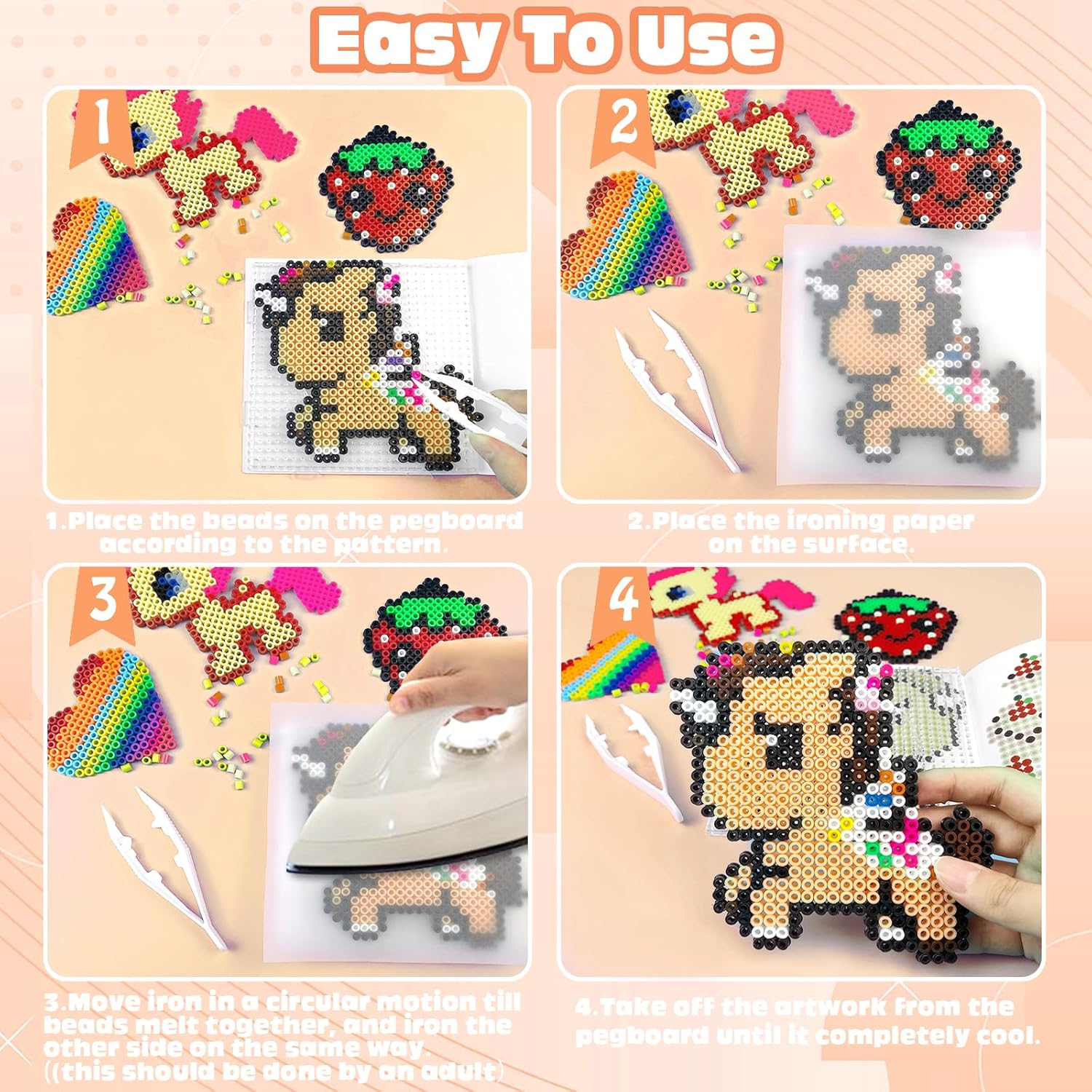 Fuse Beads Kit for Kids - 11000 Fuse Beads, 20 Colors 5mm Beads Craft Kits with Storage Box, Pegboards and Accessories, Arts and Crafts Set for Girls & Boys, DIY Creative Birthday Christmas Gifts