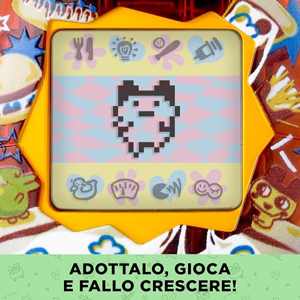 Bandai – Tamagotchi original Yummy – Animaletto Virtuale Elettronico con Schermo LCD – Gioco Interattivo in italiano con Mini‑Giochi – Design coloratissimo tema Cibo – Giocattolo per Bambini 8+ –46174 - 3