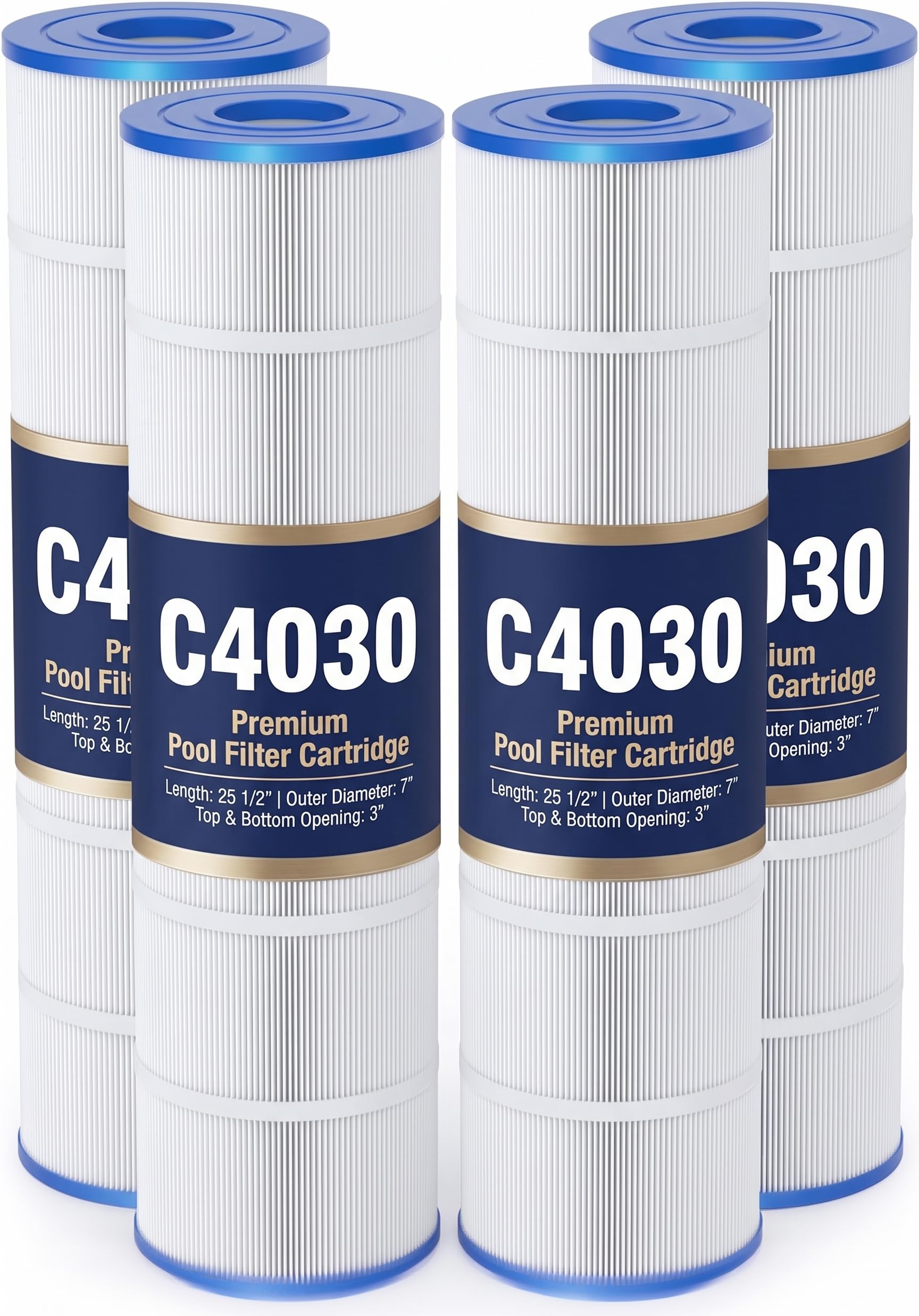 PA106 - Cartucho de filtro de piscina de repuesto para Hayward CX880XRE, Pleatco PA106-PAK4, Unicel C-7488, Filbur FC-1226, Hayward SwimClear C4030 | Paquete de 4 | 424 pies cuadrados | Tela trilobal