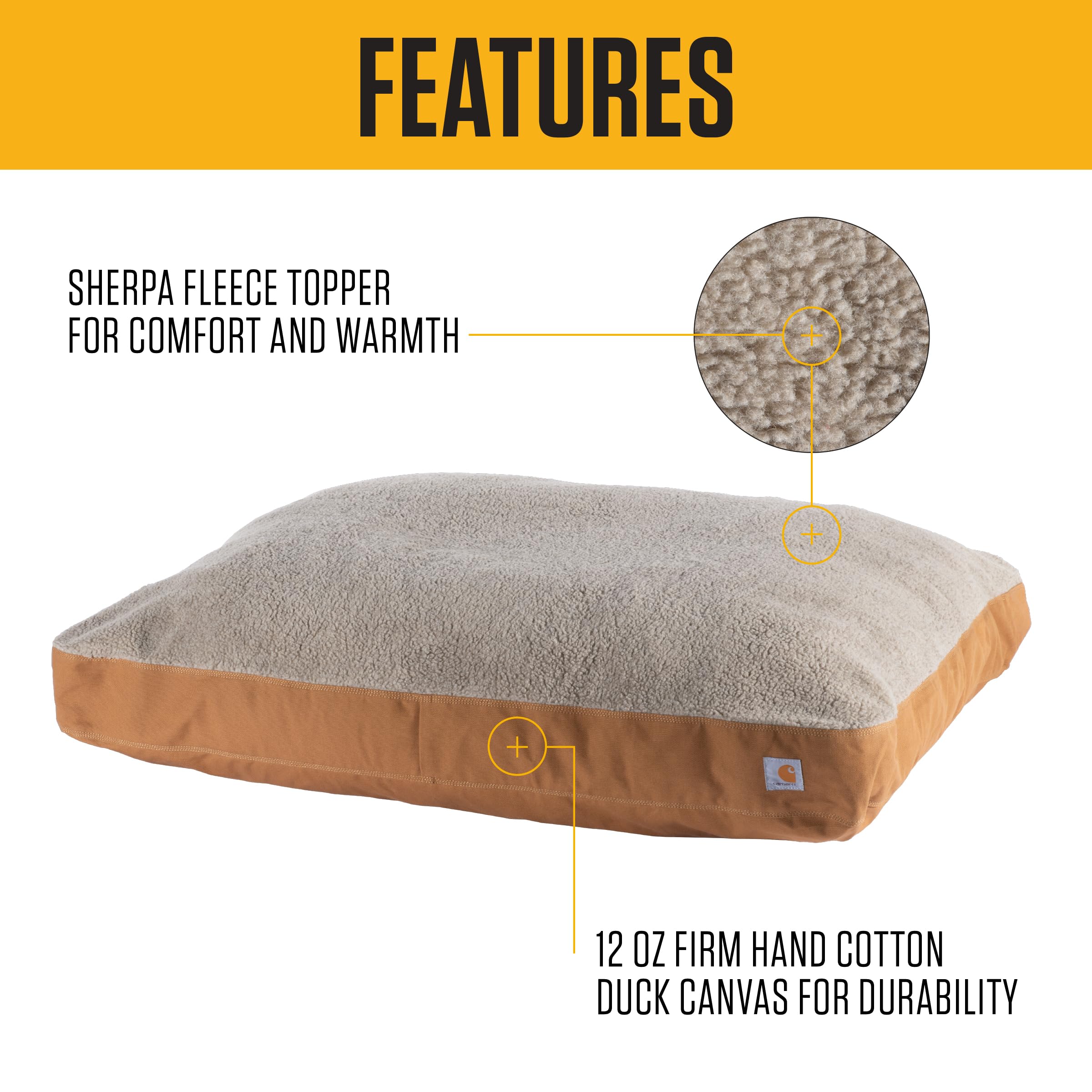ベッド・マット・カバー Carhartt Dog Bed Carhartt Firm Duck Dog Bed, Durable Canvas Pet Bed with Water
