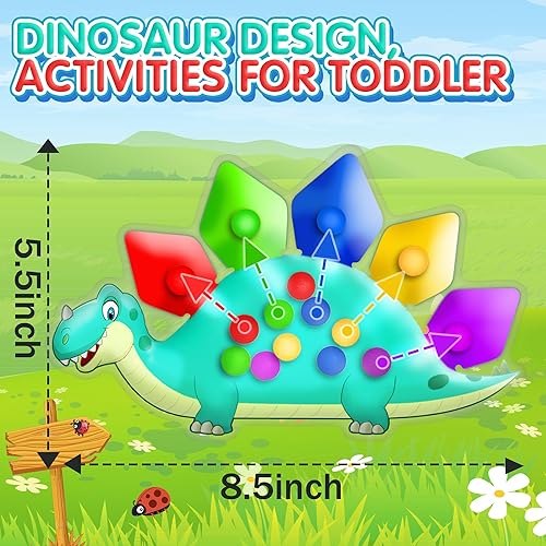 Miniatura 2 de Regalo del día de San Valentín para niños pequeños, dinosaurio clasificando color, juguete sensorial para viajes por carretera, demencia essenscial,