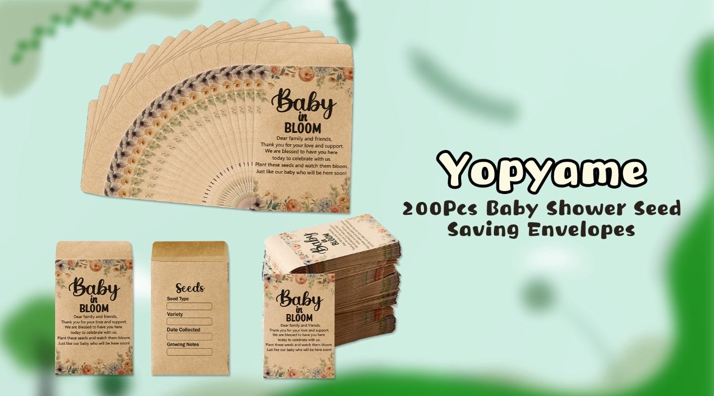 100-Pack Baby Shower Seed Favors - Self Adhesive Kraft Envelopes With Cards & Organza Bags
