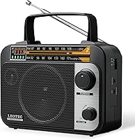 Vista 1 de LEOTEC AM FM Radio with Bluetooth,Portable Vintage Transistor Radio Rechargeable Battery/4 AA Cell Battery Operated/Plug in Wall,AUX,Big