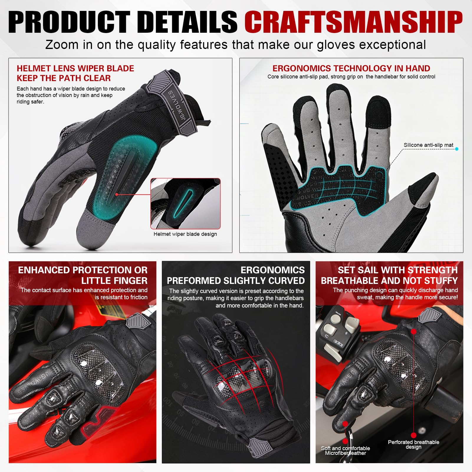 Guanti Moto Estivi Uomo Donna Tessile Pelle Ventilato Guanto Per Motocicletta Ventilata Touchscreen Protettore Rinforzato Guanti Protettivi Per Motocross, Scooter, Ciclomotori, Quad,ATV