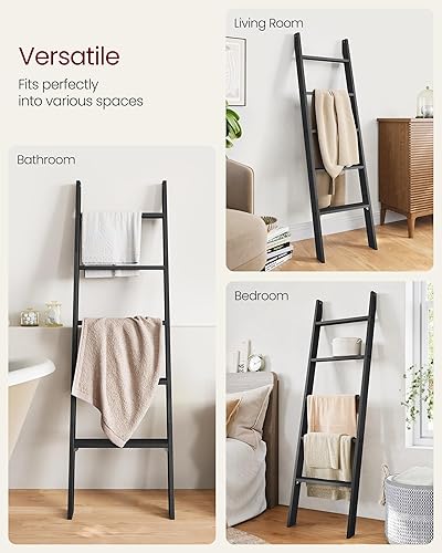 Miniatura 6 de VASAGLE ULLS018B56 - Escalera decorativa para manta para sala de estar, estante de escalera de 5 niveles, estante de escalera para almacenamiento y