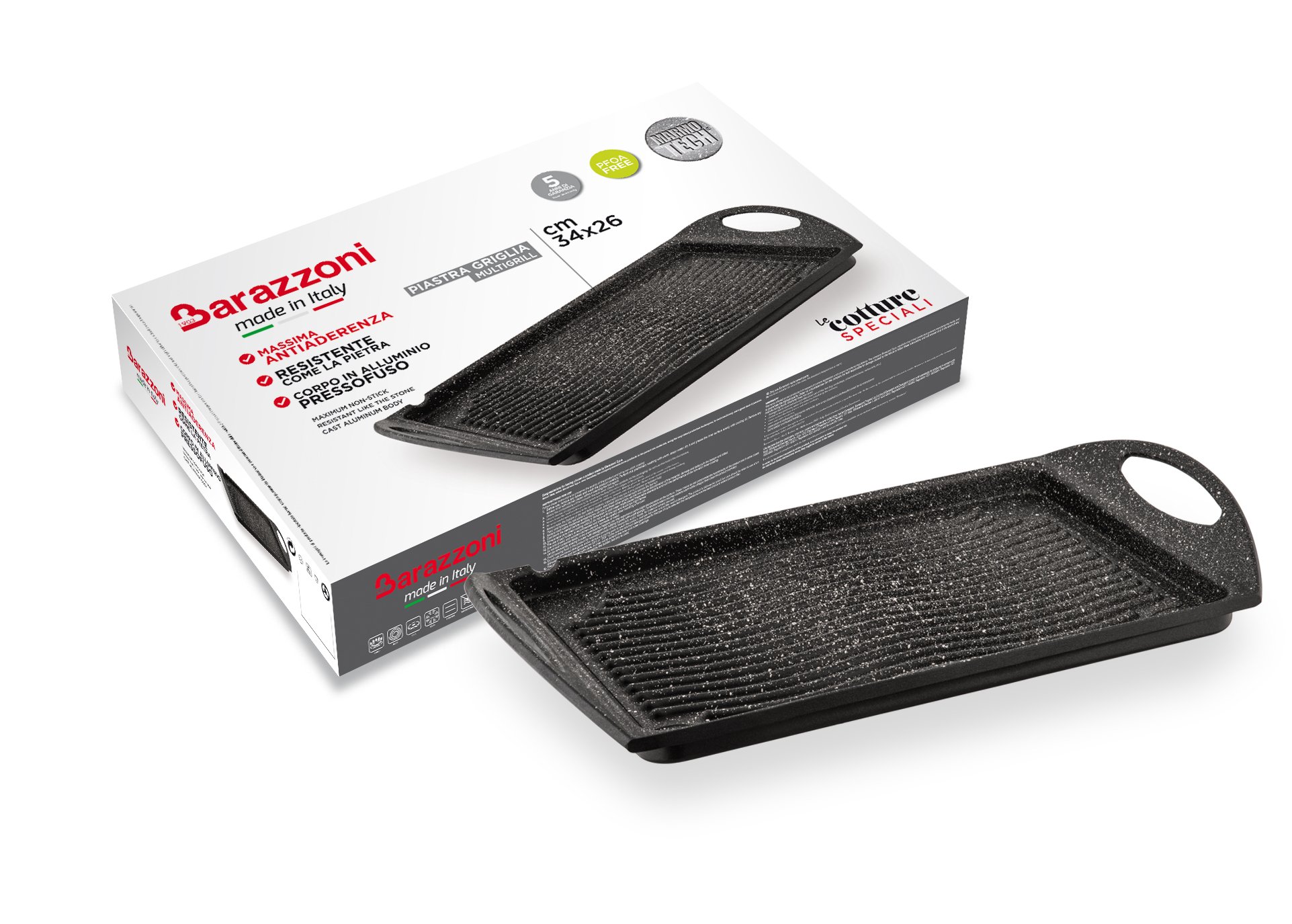 Piastra Grill Barazzoni Per Carne E Verdure - Bistecchiera Per Gas E Induzione, Antiaderente - Foto 5