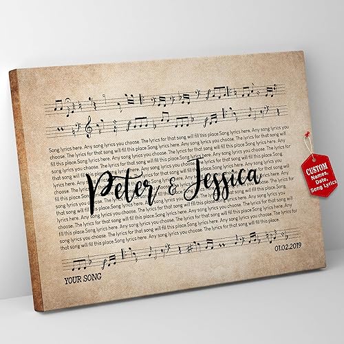 Vista 12 de Cartel de letras de canción de regalo personalizado para esposo, letras personalizadas y foto de pareja Wallart Letras de canciones de Wallart, arte