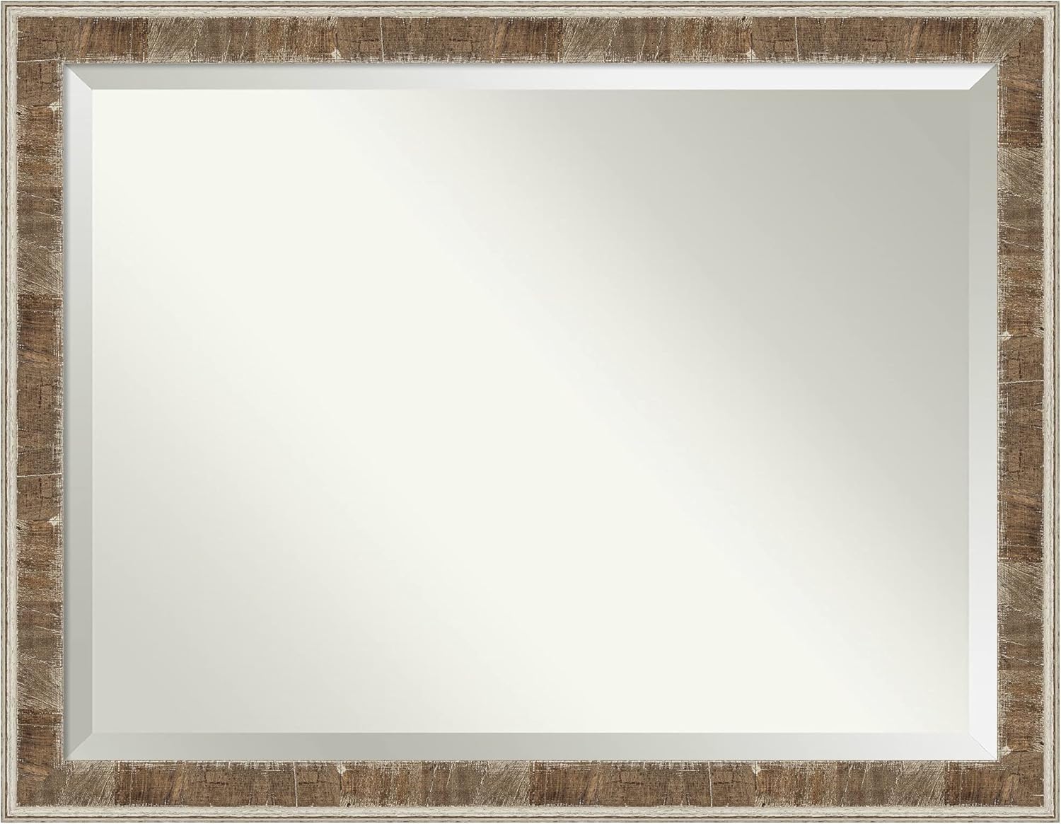 Amanti Art Brown Bathroom Mirror for Over Sink, 35x45 Farmhouse Brown Narrow Rectangle Vanity Mirror, X-Large Country Rustic Wood Frame, Hangs Horizonally and Vertically, Bathroom Wall Decor, Beveled
