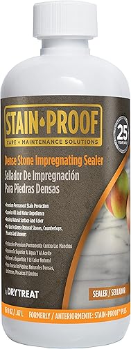 Sellador impregnador de piedra densa a prueba de manchas, 1 pinta, protege contra daños por agua y sal y manchas a base de aceite, sellador para