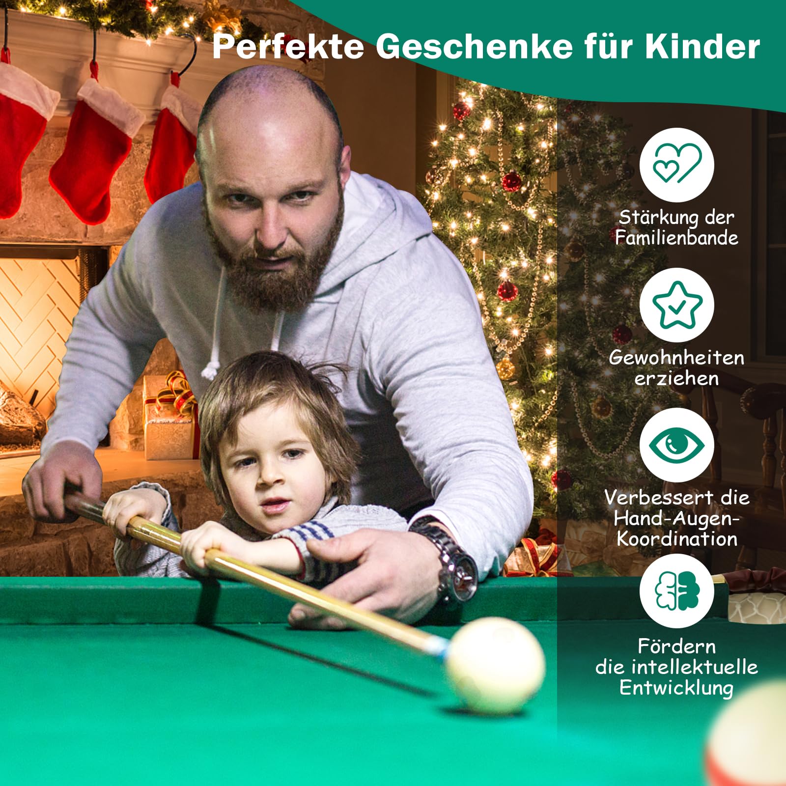 GOPLUS klappbarer Billardtisch, Billiard Tisch mit Zubehör, Snookertisch mit 16 Kugeln, 2 Queues, 2 Kreide, Bürste und Dreieck, Tischspiel für Kinder & Erwachsene, 122 x 64 x 78 cm