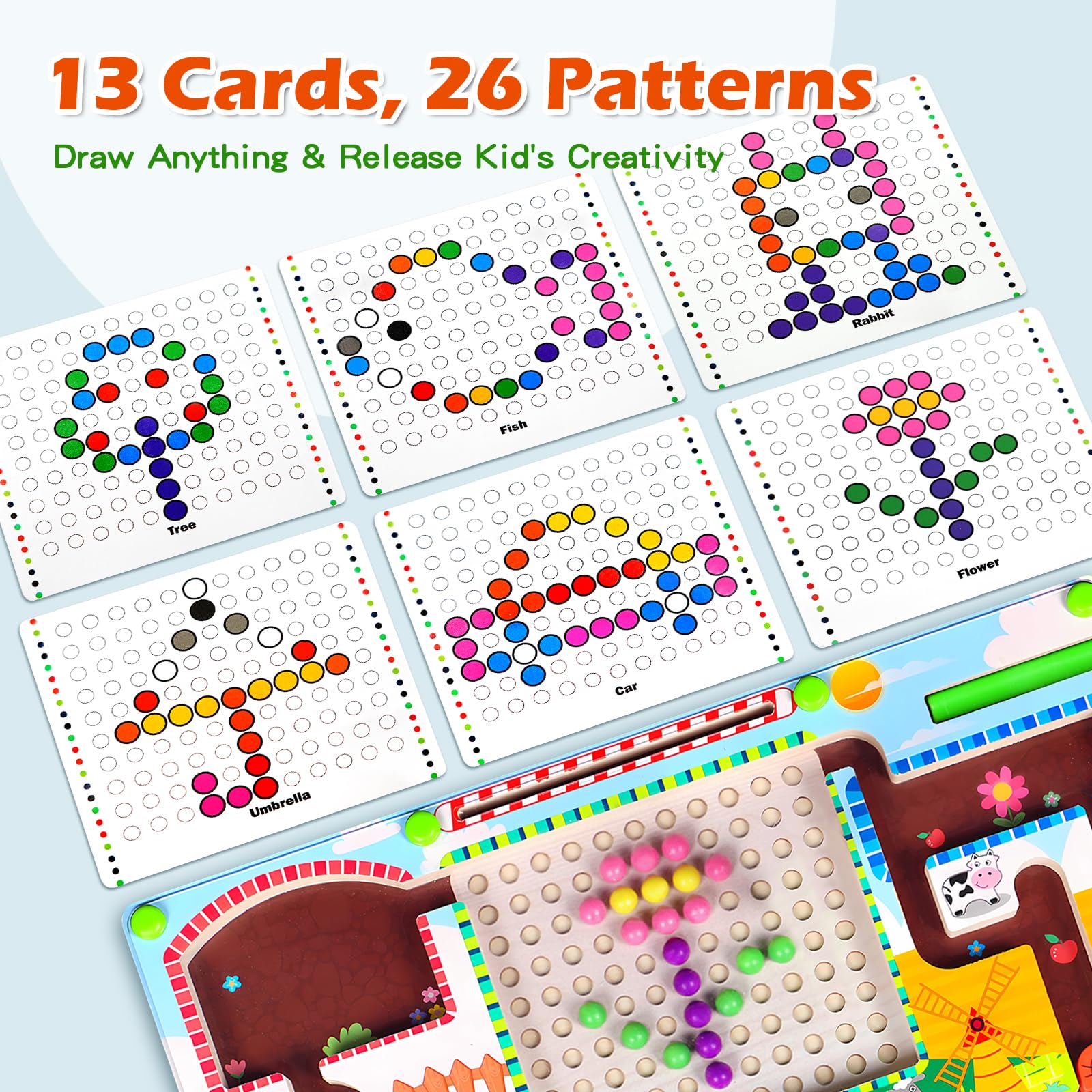 Montessori Toys for 3-6 Year Olds: Magnetic Colour & Number Maze, Fine Motor Skills & Colour Sorting Toys - Image 4