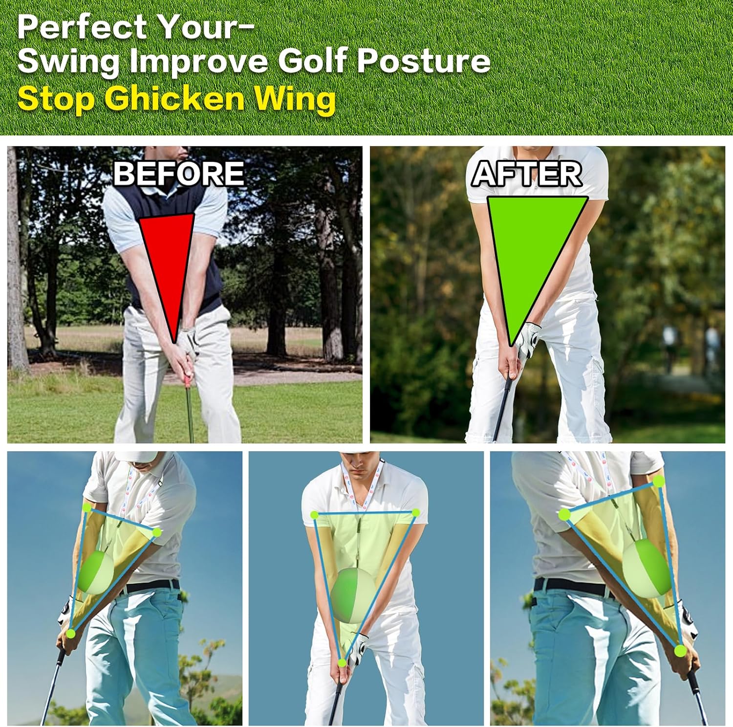 Compression Golf Swing Trainer Ball - Forearm Connection for Perfect Impact | Fix Chicken Wing Swing | Improve Backswing and Swing Tempo | Soft Memory Foam