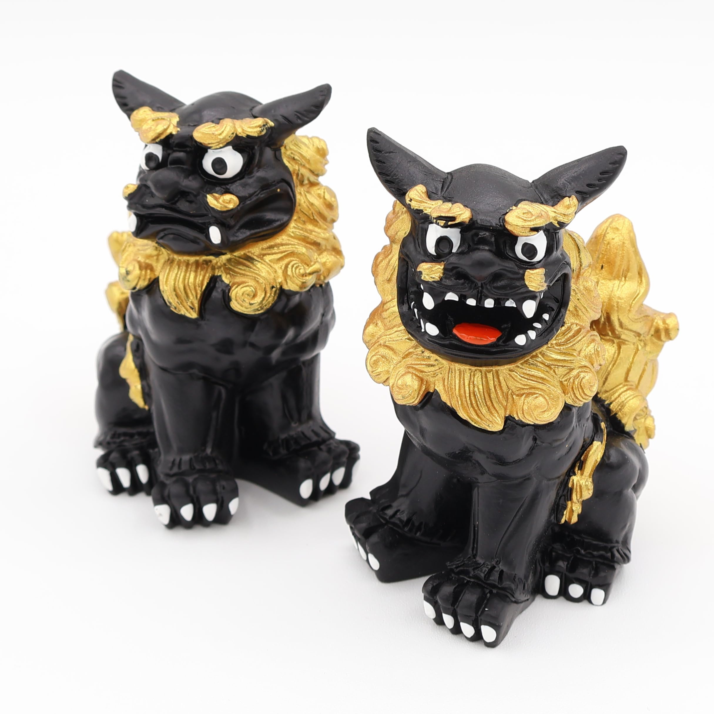 黒色獅子像 インテリア置物 Amazon.co.jp: シーサー 置物 玄関 ゴールド ブラック 金 黒 万来 獅子