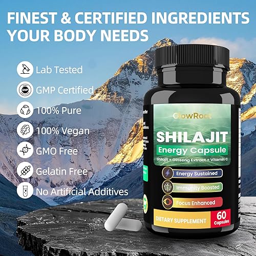 Miniatura 2 de Cápsulas de Shilajit, 60 cápsulas, extracto de shilajit con ácido fúlvico natural y más de 85 minerales, taurina, vitamina C, vitamina B y extracto