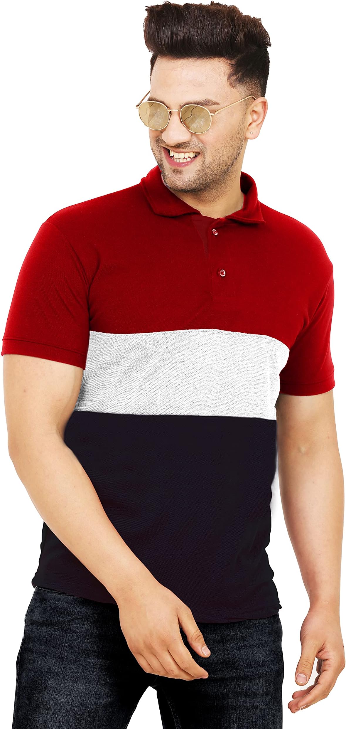 LEOTUDEMen's Regular Fit Half Sleeve Polo T-Shirt (P62NVYMRN_P_Maroon_S)