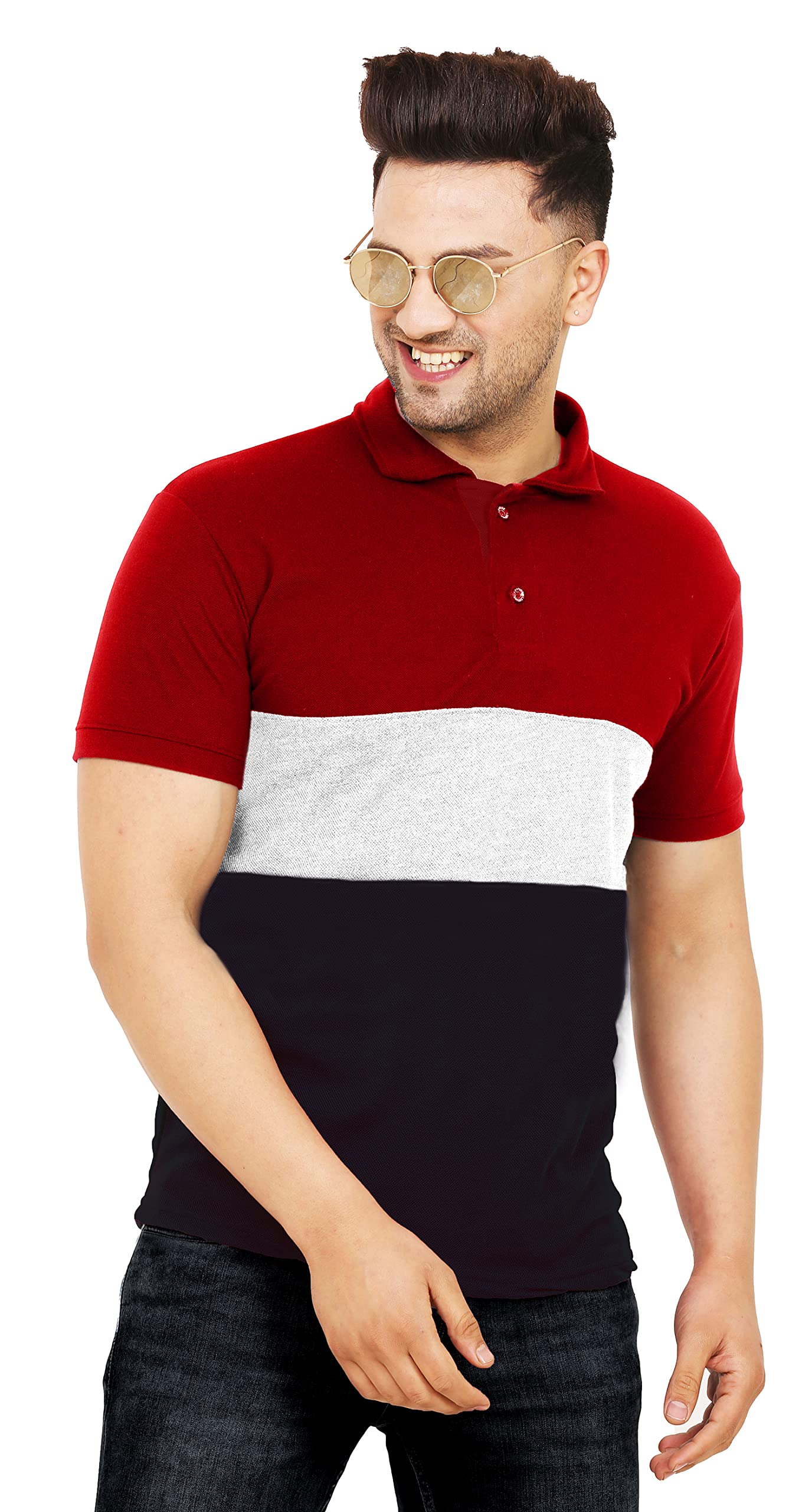 LEOTUDEMen's Regular Fit Half Sleeve Polo T-Shirt (P62NVYMRN_P_Maroon_S)