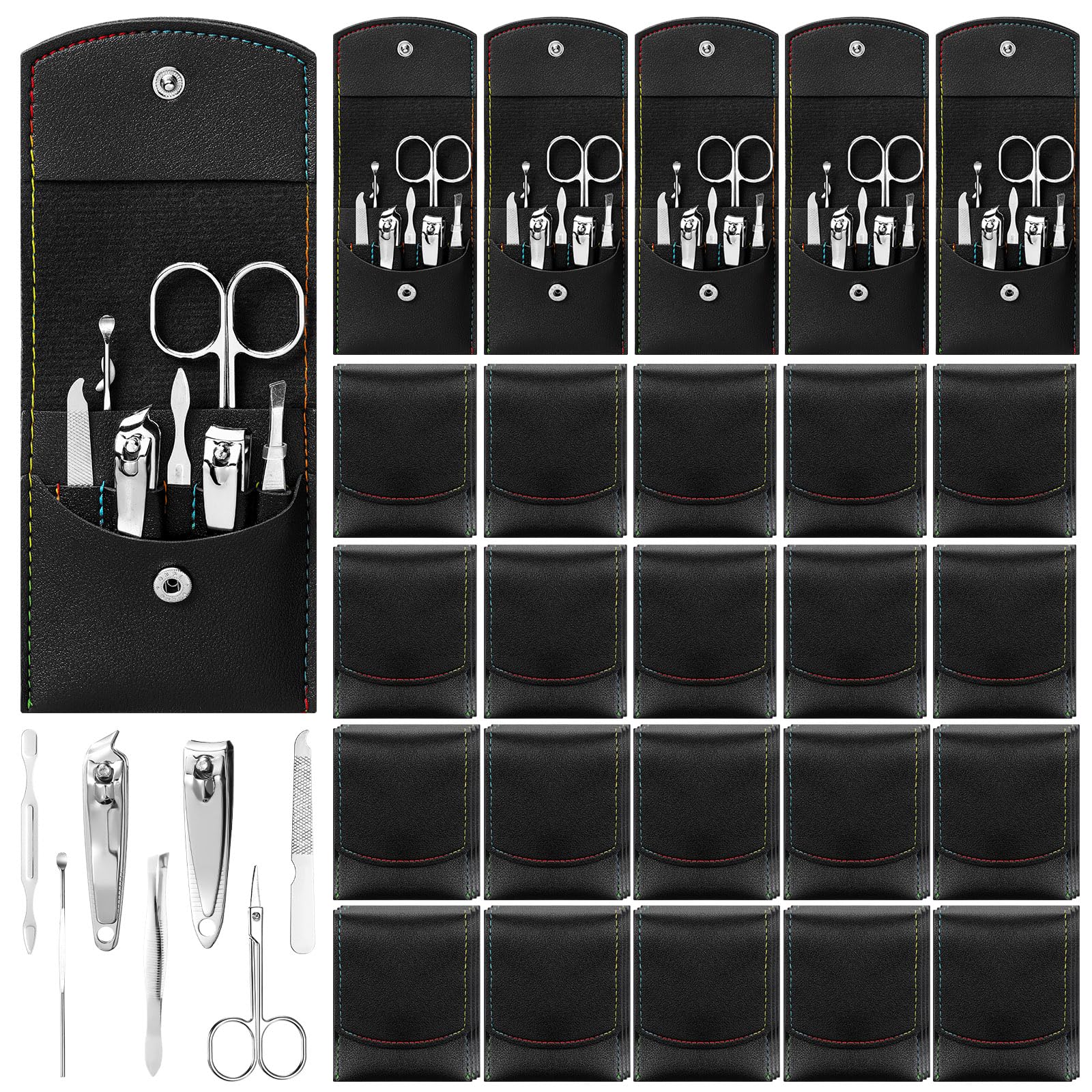 Geosar Juego de 50 piezas de manicura de viaje, cortaúñas, pedicura, herramientas profesionales para el cuidado de las uñas, de acero inoxidable, con estuche de viaje portátil, regalos para la familia
