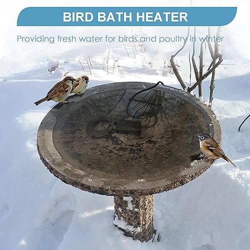 Miniatura 4 de Calentador de agua de pollo de aluminio fundido sumergible de 150 W para calentador de baño de pájaros de invierno con cable de alimentación de 9.8