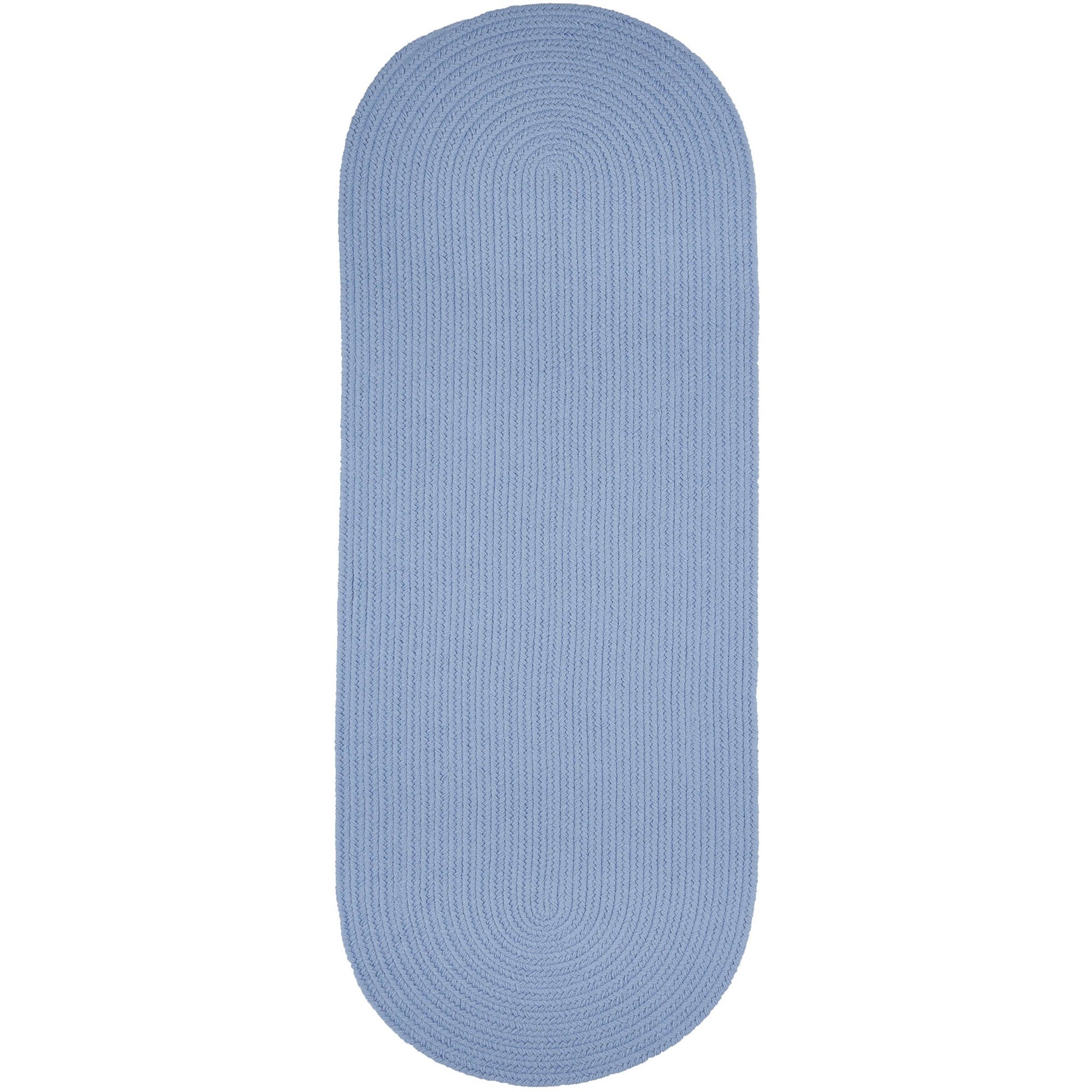 Super Area Rugs Maui Solid Braided Rug Indoor/Outdoor Washable Reversible Carpet, Hydrangea Blue, 2' X 4' Runner