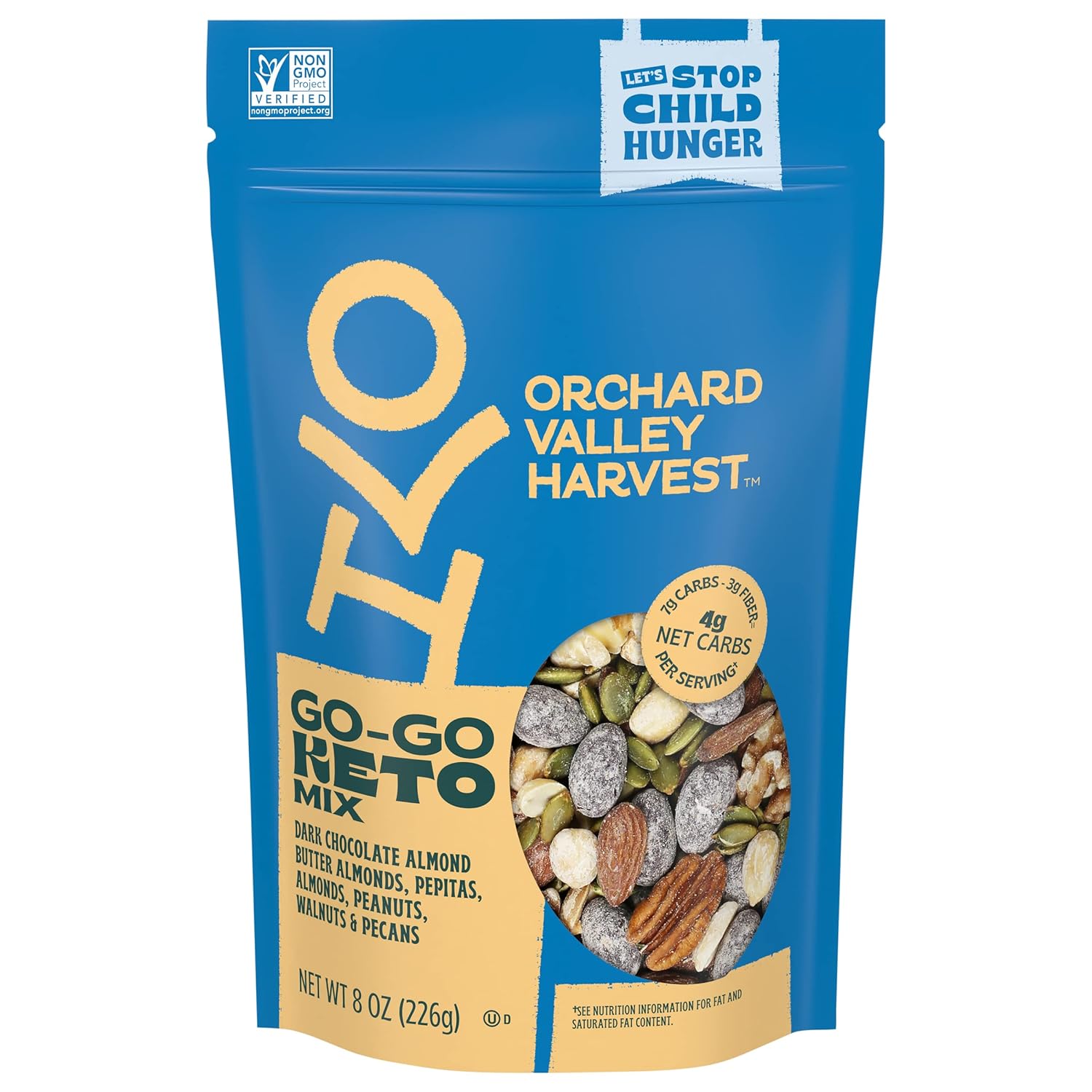 Orchard Valley Harvest Go Go Keto Mix, 8 oz (Pack of 1), Dark Chocolate Almond Butter Almonds, Pepitas, Almonds, Peanuts, Walnuts and Pecans. Low Carb, Gluten Free, Non GMO, On The Go Snack for the Go Go Keto Mix 8 Ounce (Pack of 1)