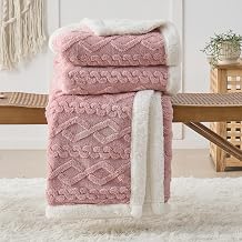 DECMAY Throws for Sofas, 127x152cm Sherpa Fleece Blanket, Pink Blanket