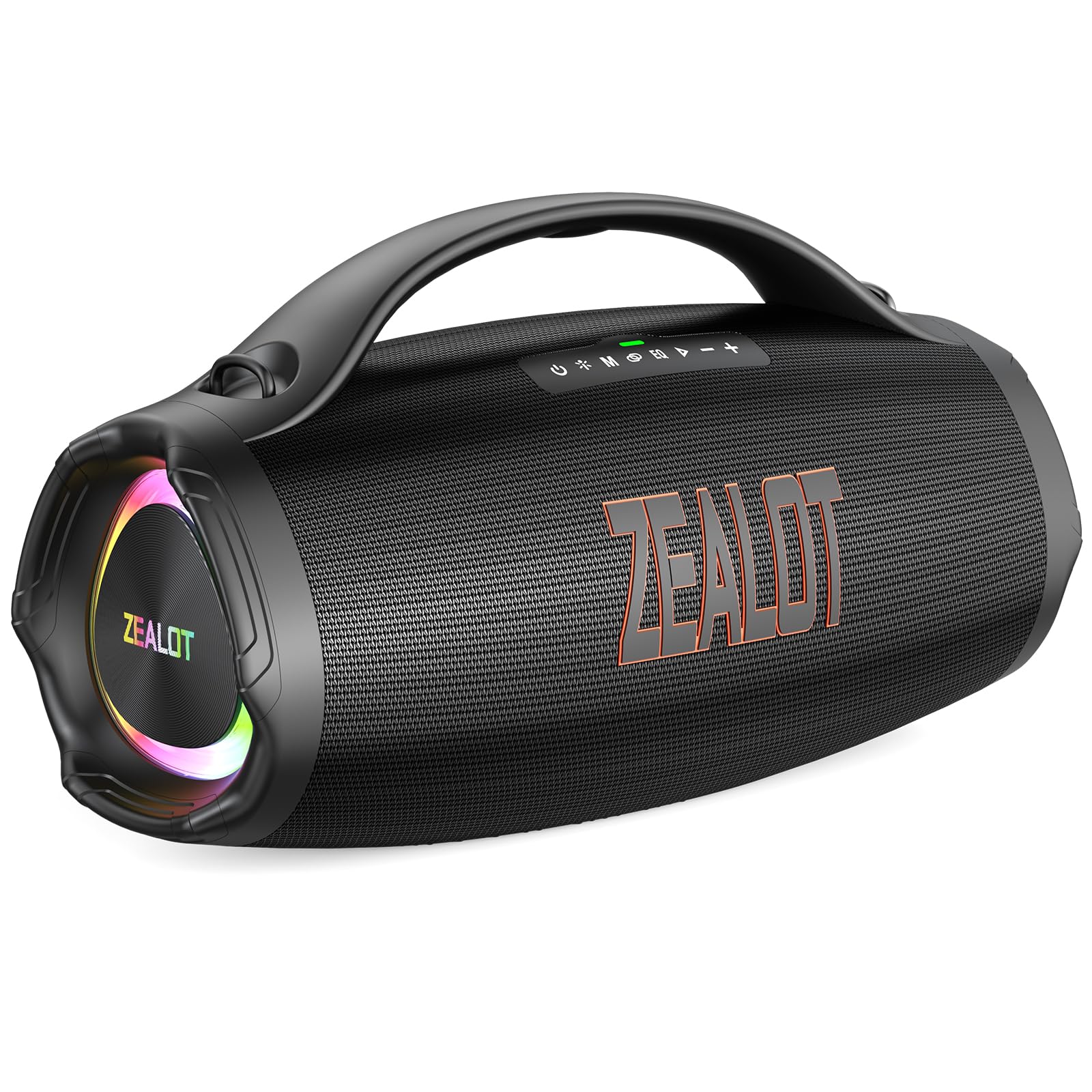 Zealot Large Powerful Bluetooth Speaker 160 W with LED Light, Stereo Sound, 40 Hours Autonomy, Power Bank, Bluetooth 5.3 and IPX6 Waterproof for Outdoor, USB/AUX/TF Input
