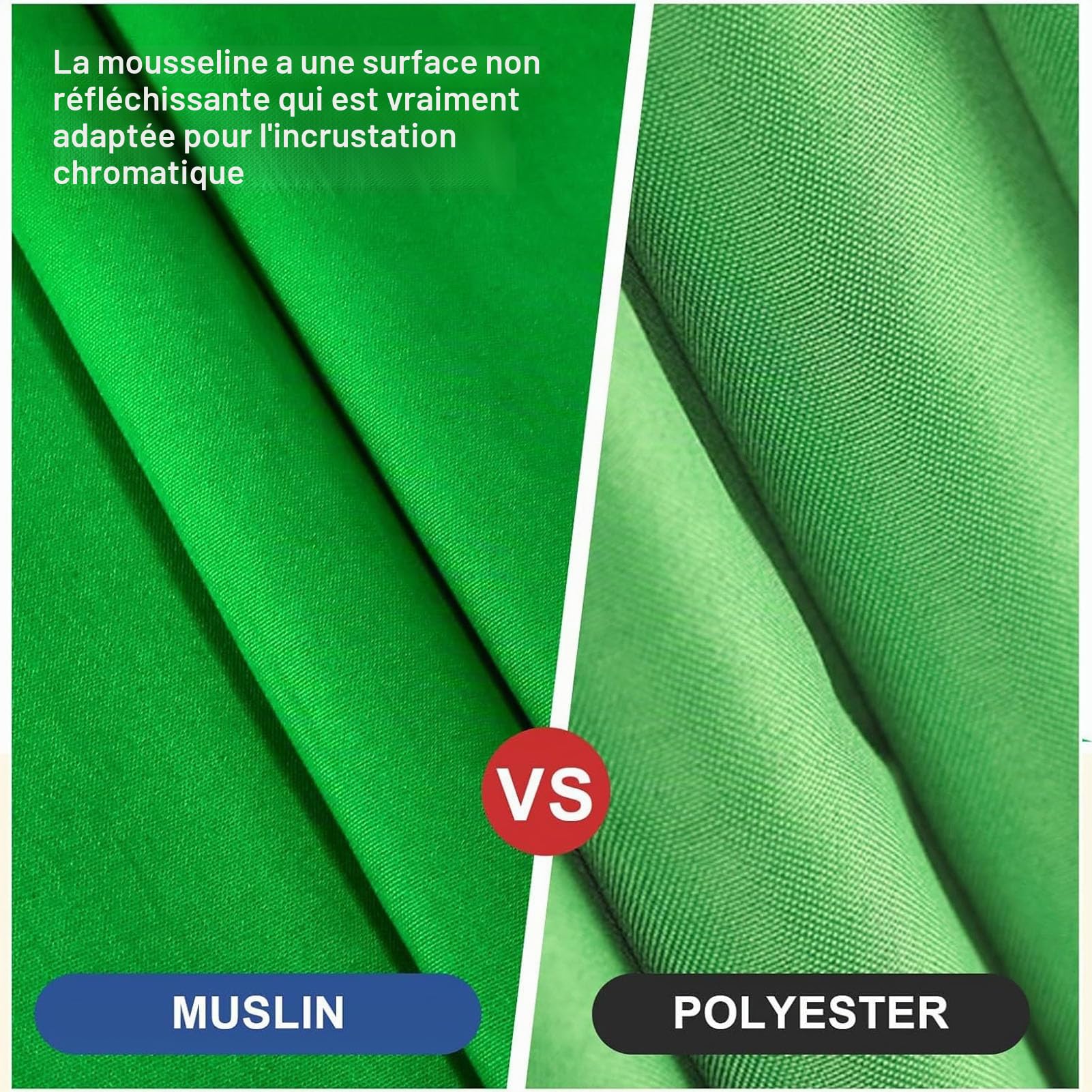 Kit de support Green Screen Backdrop - Toile de fond portable pour écran vert de 5 x 6,5 m avec support en forme de T et 5 clips pour le streaming, le jeu, le zoom