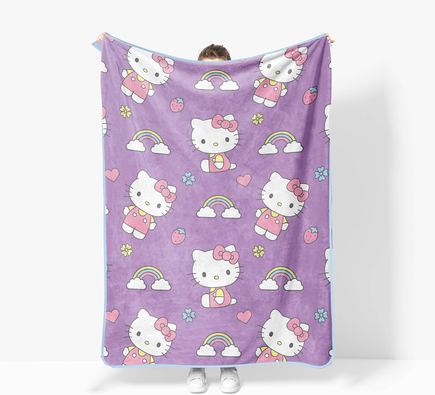 Jay Franco Plush Throw Blanket – Soft & Cozy Fleece Throw for Bedroom & Couch Décor, Official Licensed Product, Purple - Hello Kitty, 46x60 - Throw Blanket