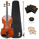 Mendini by Cecilio 14-Inch Solid Wood Violin Set for Beginners - Hand Carved Acoustic Violia Kit - Fiddle Set with Hard Case, Bow, Rosin, Bridge and Extra Strings