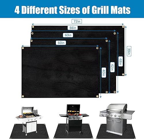 Miniatura 3 de OYOWUOT Tapete de parrilla para parrilla al aire libre, 60 x 40 pulgadas, rectangular, de doble cara, a prueba de fuego, tapete protector grande de