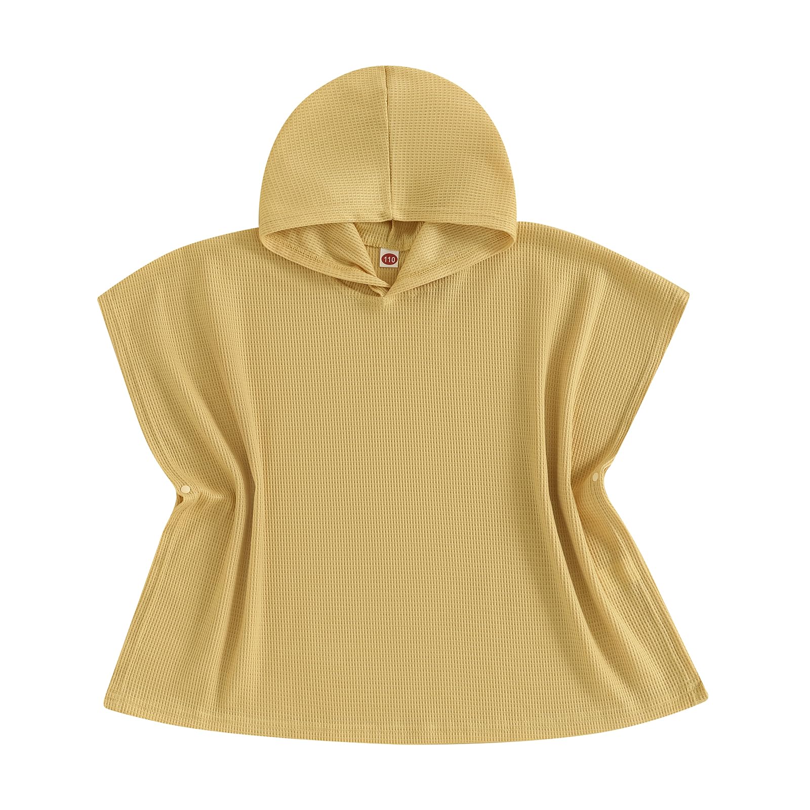 Geagodelia Hooded Swimming Poncho Towels for Kids Toddler Baby Boys Girls Waffle Fabric Soft Changing Robe Towel Beach Cover Up (Ginger Yellow, 2-3 Years)